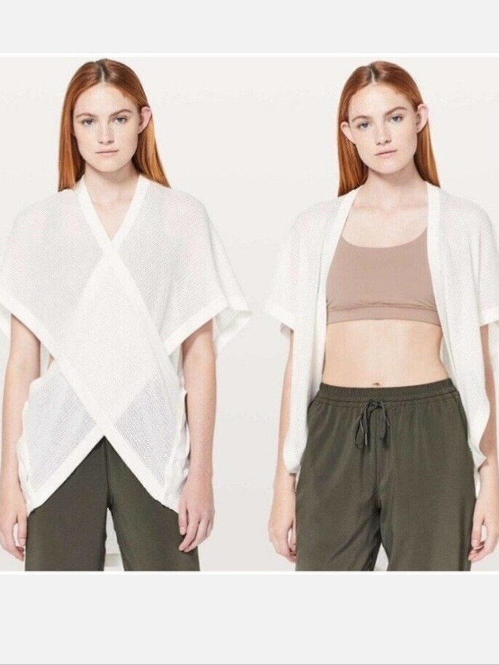 Lululemon Long Weekend Wrap Cardigan Shawl Cover Up White Mesh Knit One Size